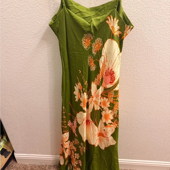 NWT Farm Rio Anthropologie Olive Floral Slip Dress - Picture 3 of 4